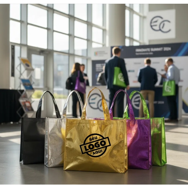 Sacola Tnt Metalizado 45x35x11 Personalizada C/ Logo Kit Com 30 Unidades em Oferta na Shopee
