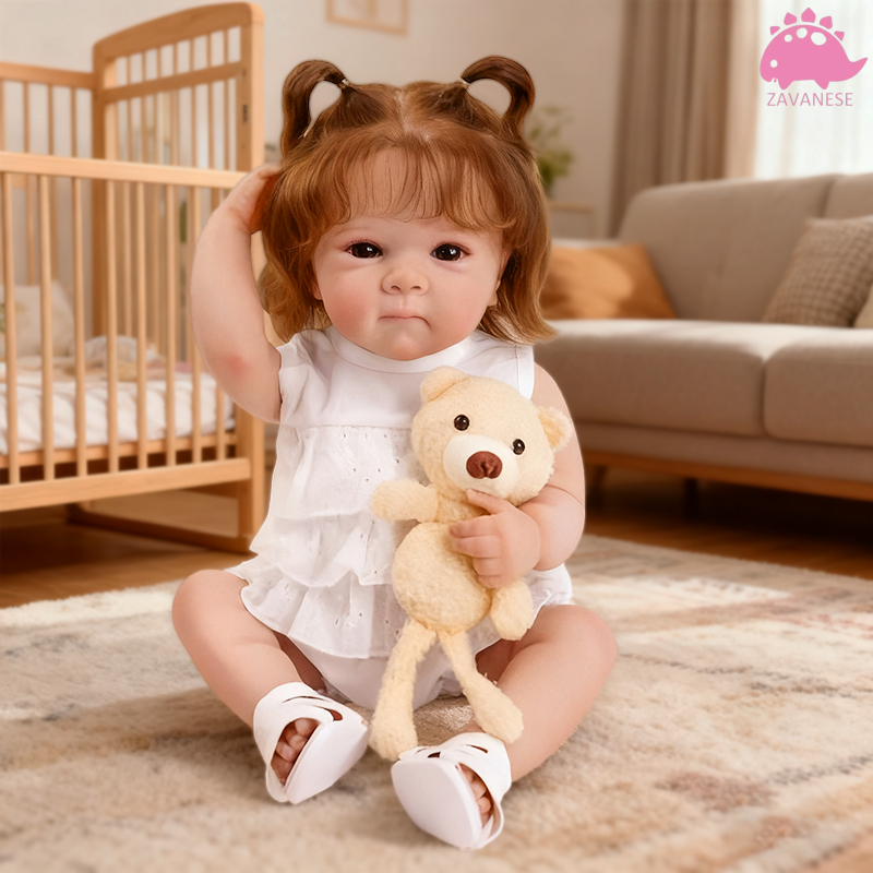Saia branca cabelo curto renascimento realista boneca menina 100% silicone lavável ZAVANESE
