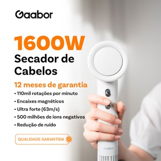 Gaabor Secador 127V 110000 RPM Secagem Rapida Ionizacao Inclui Brushes Preto HD M02B M02C em Oferta na Shopee