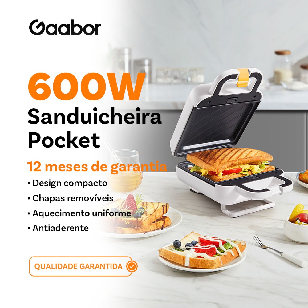 Gaabor Sanduicheira 220V Dupla Face Rapida Compacta Ideal para Cafe da Manha SM60M WH01A em Oferta na Shopee
