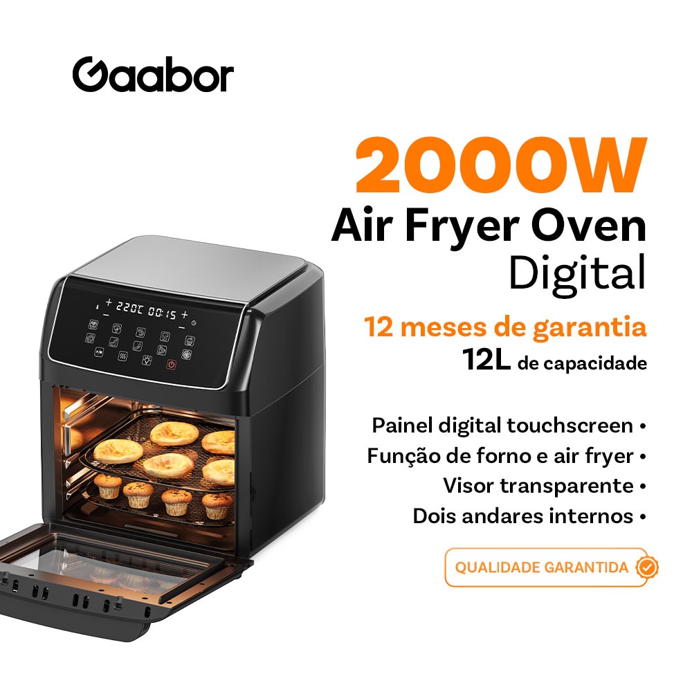 Gaabor Fritadeira Sem Oleo 220V Digital 1,2L Grande Capacidade Para Familia Preta AF120T01