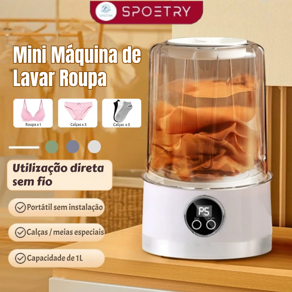  Máquina de Lavar Roupa Mini Portátil, Lavadora Compacta para Roupas Íntimas e Bebê, Autom...