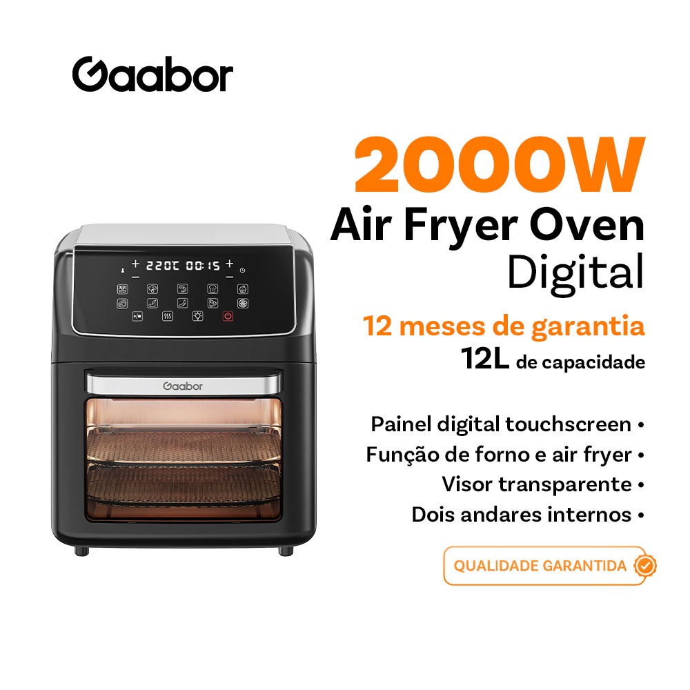 Gaabor Air Fryer 127V 1,2L Compacta Tela Touch Digital Ideal para Familia Sem Oleo AF120T01