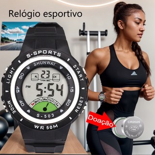Relógio Digital Feminino Esportivo 50M À Prova D'Água com Luz LED e Cronômetro para Adolescente