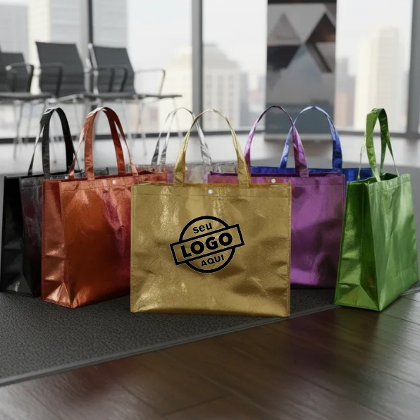 10 Sacola TNT METALIZADA Personalizada TAMANHO PEQUENO em Oferta na Shopee