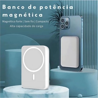 Carregador Portátil Indução para iPhone/Android Magsafe Sem fio Bateria Carga 10000mAh em Oferta na Shopee