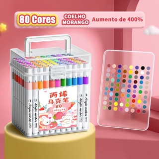 [Liquidação] Kit Marcadores Acrílicos Vibrantes 24-80 Cores Ponta Larga para Pintura em Tecido Madeira Vidro Plástico em Oferta na Shopee