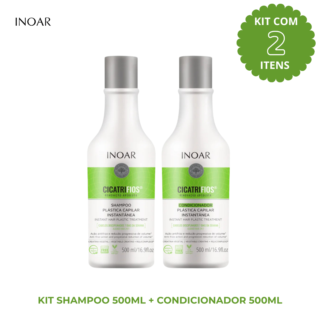 Kit Inoar Cicatrifios Shampoo 500ml + Condicionador 500ml em Oferta na Shopee
