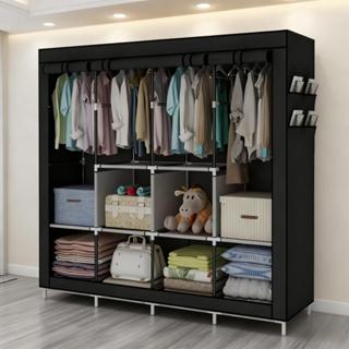 Guarda Roupa Dobrável Com Capa Tecido 4 Divisorias Multiuso Portátil Organizador de Roupas em Oferta na Shopee