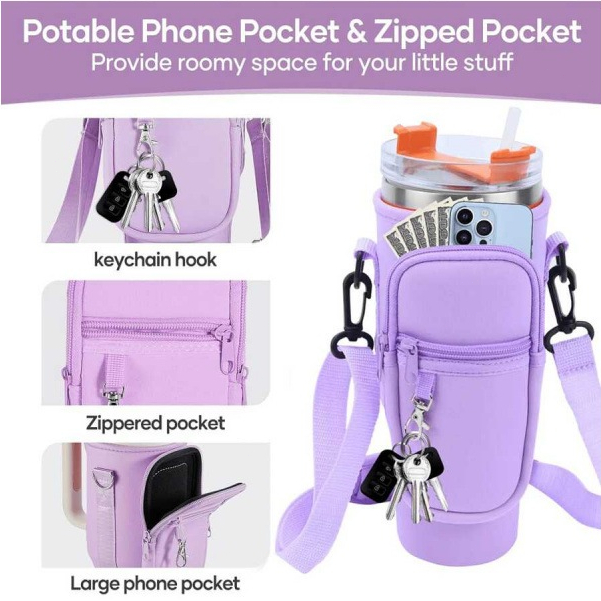 Bolsa portátil de garrafa de água, Com Alça De Ombro Ajustável 40oz Bolsa Porta Garrafas em Oferta na Shopee