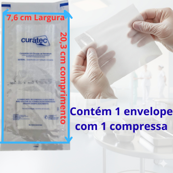 Curativo Compressa Emulsão de  Petrolatum 7,6x20,3 Rayon Estéril Curatec Feridas Não Aderente Ferida