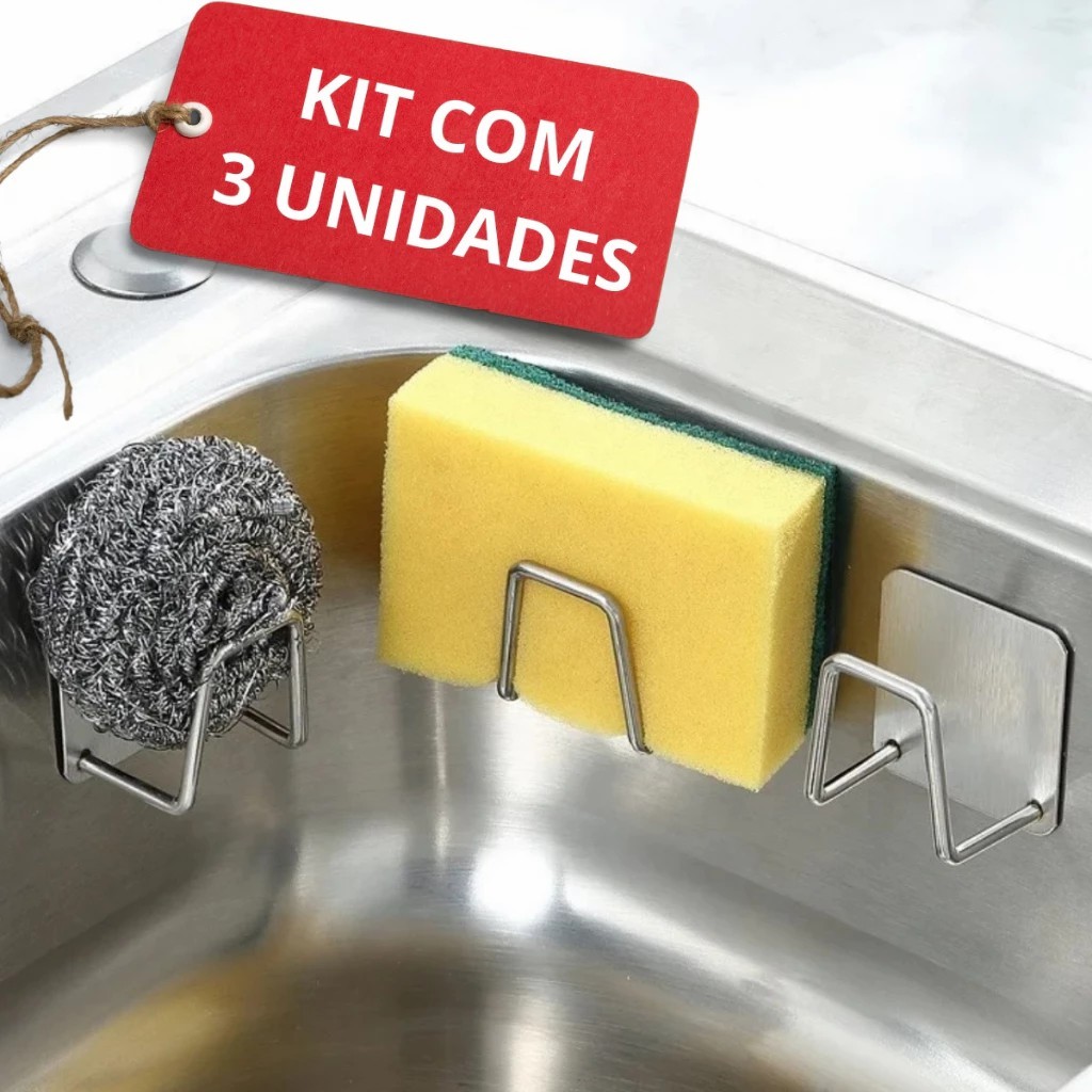 Suportes De Esponja De Aço Inoxidável-Bastão Fácil Sem Broca Rack De Armazenamento De Cozinha E Ban