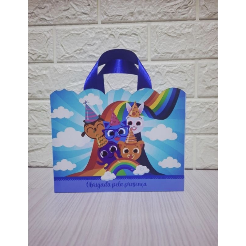 PEGUE E MONTE - Kit 10 Sacolinhas Surpresa Personalizada Lembrancinha Tema Bolofofos Azul Menino