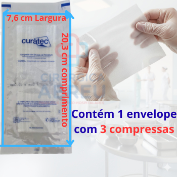 1 Envelope Curativo Compressa  Emulsão de Petrolatum com 3 unidades Curatec Estéril Gaze ñ Aderente