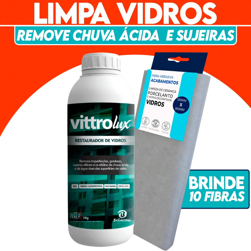 Limpador e Polidor de Vidros Vittrolux Tira Imperfeições Gorduras Bellinzoni