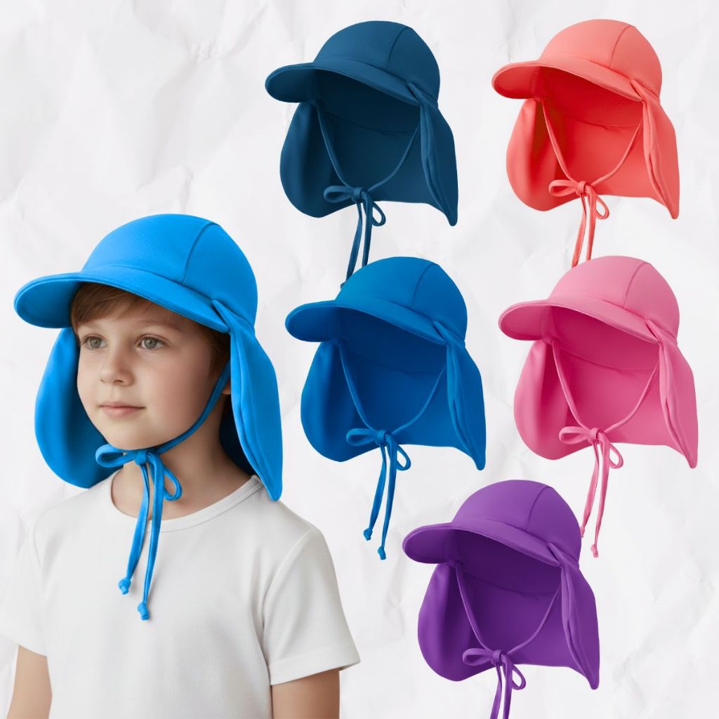 Boné com Aba Liso Proteção UV Chapéu Praia Bebê Infantil Liso Piscina Verão