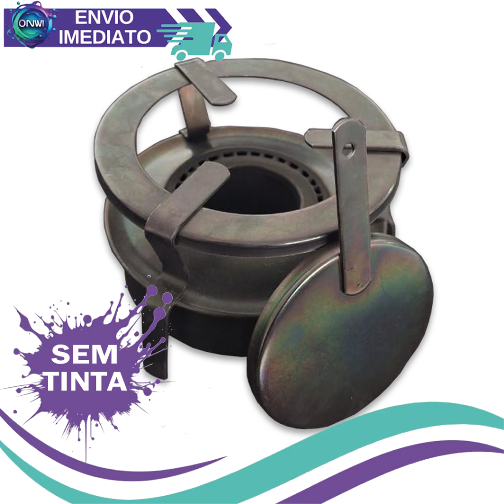 Fogão Fogareiro Portátil Preto 1 Boca Espiriteira à Álcool com Abafador Camping Pesca