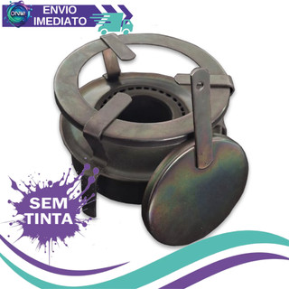 Fogão Fogareiro Portátil Preto 1 Boca Espiriteira à Álcool com Abafador Camping Pesca