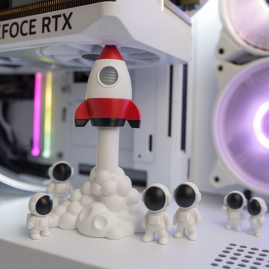 Suporte Para placa de Vídeo GPU Foguete Com 5 Astronautas Ajustável