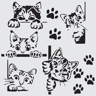 CUT0202 - Stencil Pintura 20X20cm Pet Gatos Mylar 190 Micras em Oferta na Shopee