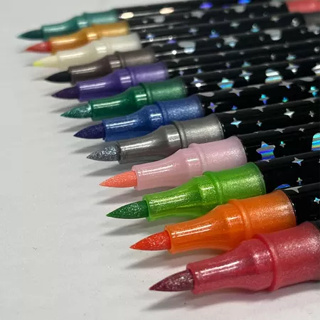 Marcador metálico 12/24/36caneta de glitter de cabeça dupla marcador de cabeça dupla brilhante em Oferta na Shopee