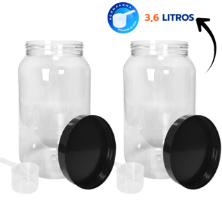 2 Potes 3,6 Litros Mantimentos Whey Protein Tampa com Rosca + 2 Scoop Medidor 50ml em Oferta na Shopee