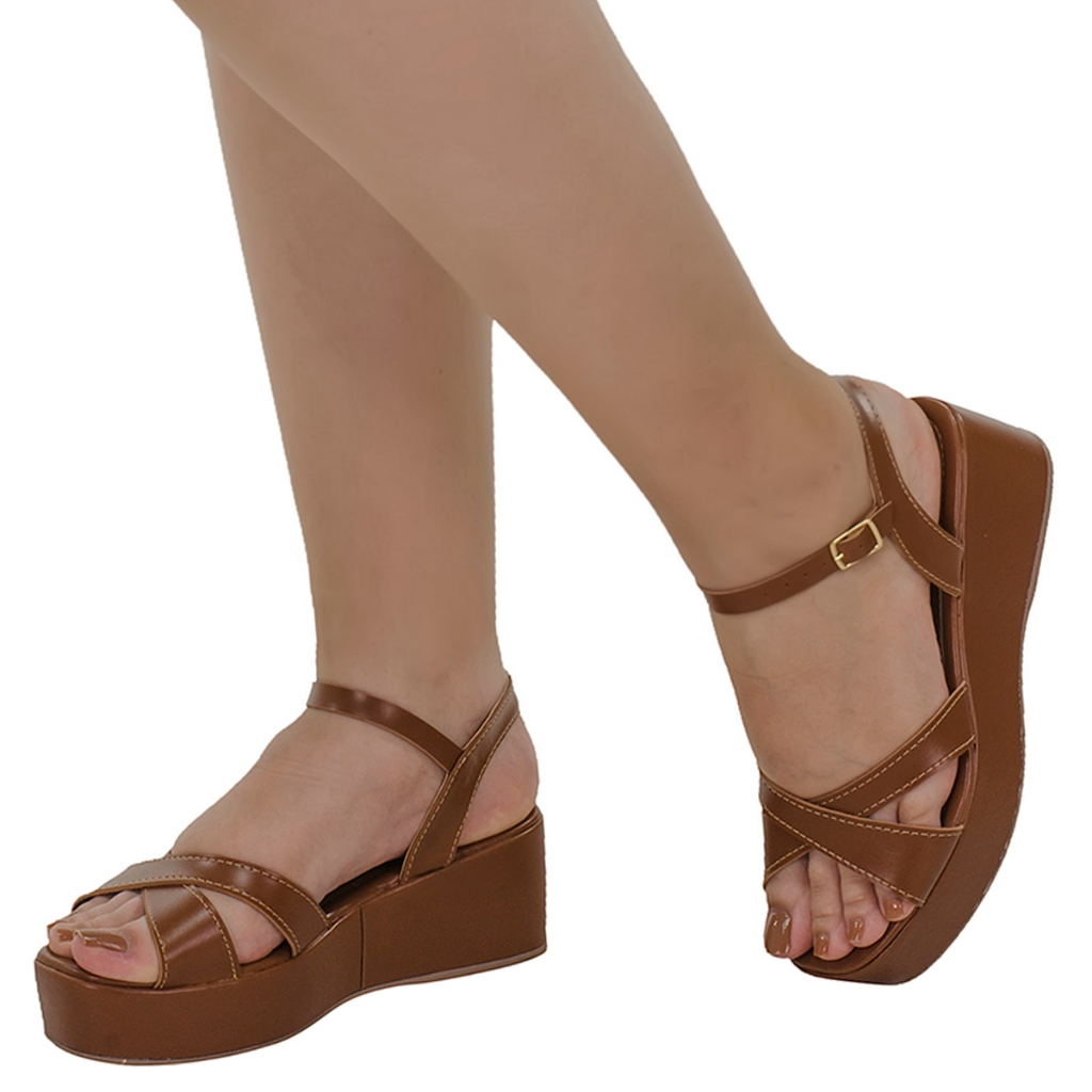 Sandália Anabela Feminina Plataforma Média Confortável em Oferta na Shopee