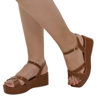 Sandália Anabela Feminina Plataforma Média Confortável em Oferta na Shopee