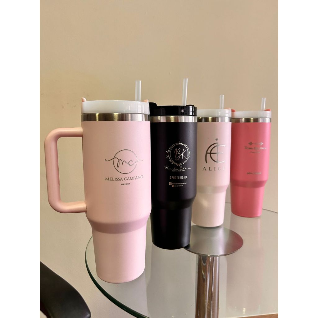 Copo Térmico Canudo PERSONALIZADO 1200ml/1.2L  Inox Portátil Garrafa Térmica com Tampa e Canudo Copão