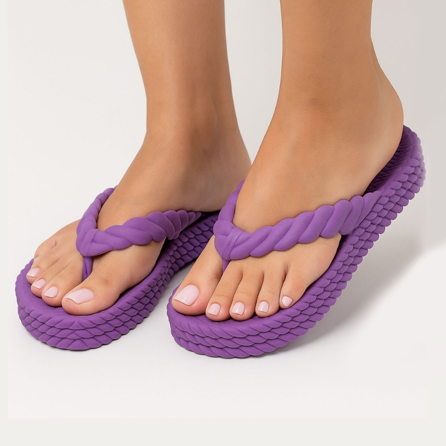 Chinelo feminino plataforma trançado ortopedico leve confortavel