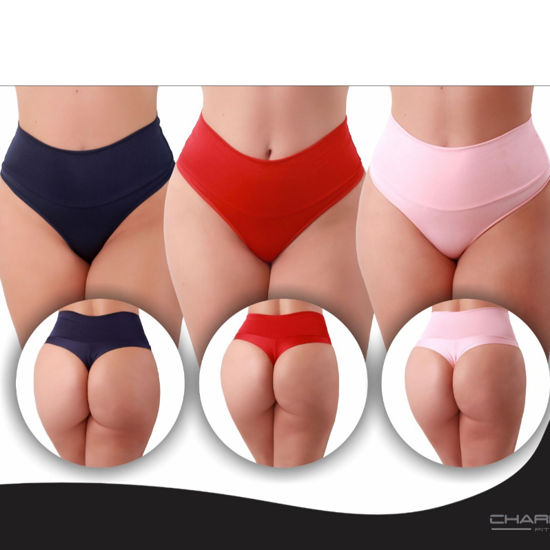 Kit 10 Calcinhas Modeladora Cos Alto Duplo Fio Duplo Kit Lingerie feminina