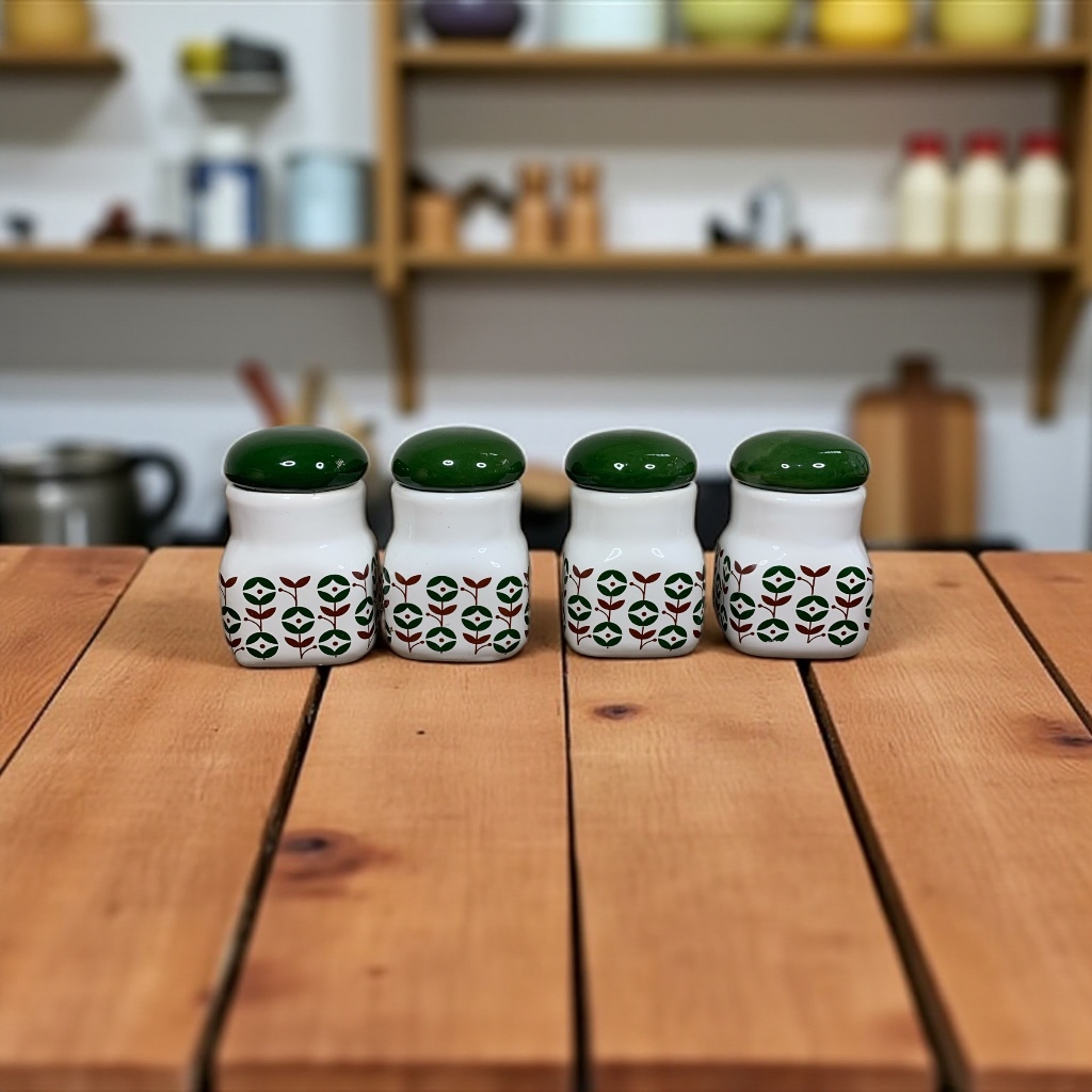 Kit Porta Condimento Para Cozinha 4 Potes Em Cerâmica 200g