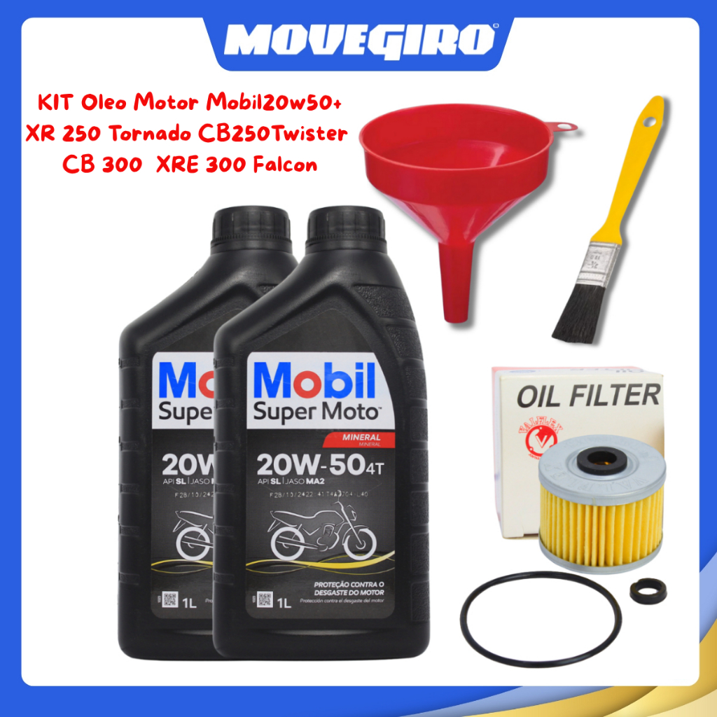 Kit Oleo Motor Mobil 20w50 Filtro de Oleo XR 250 Tornado / CB250 Twister / CB 300 / XRE 300 / Falcon em Oferta na Shopee