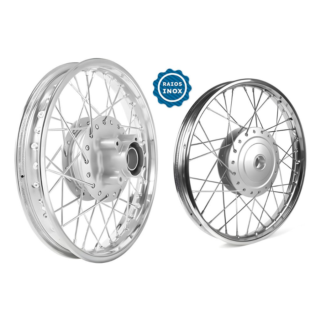 Par De Rodas Montada Alinhada Com Raio Inox  Pop 100 Pop 110