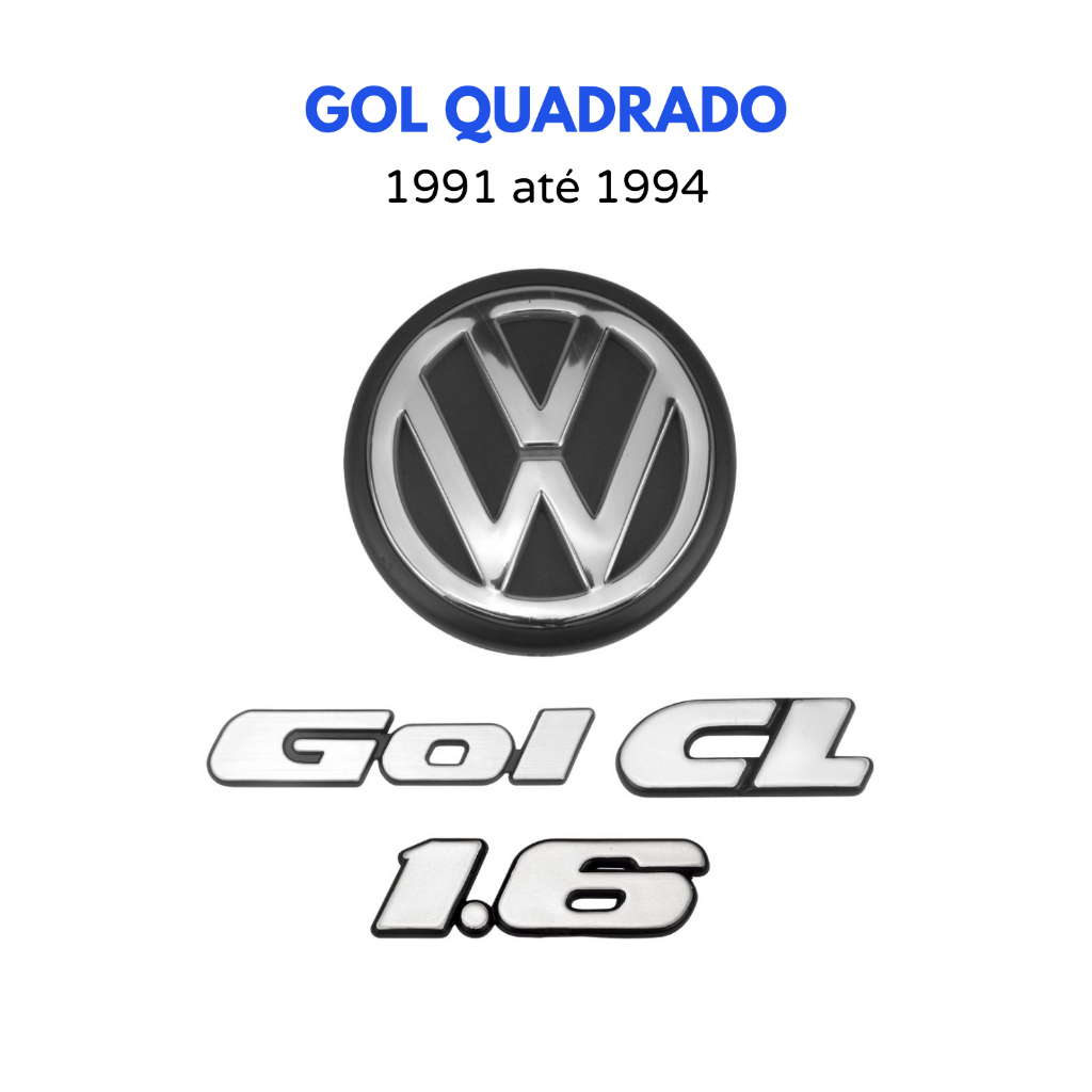 Jogo Kit Emblema Gol Cl 1.6 Quadrado 1991 A 1994 4 Peças