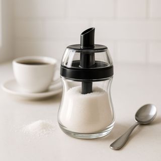 Açucareiro De Vidro Com Dosador Preto - Moderno, Elegante e Resistente 200ML em Oferta na Shopee