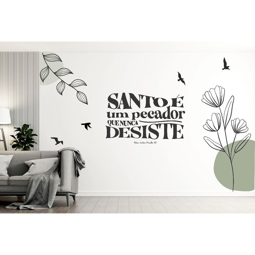 Adesivo de parede religioso santo é um pecador que não desiste São João Paulo