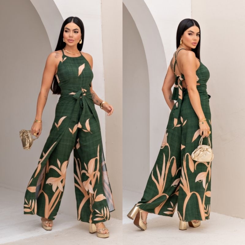 MACACÃO ENVELOPE FEMININO ESTAMPADO ( transpassado ) - Tecido VISCOLINHO. em Oferta na Shopee