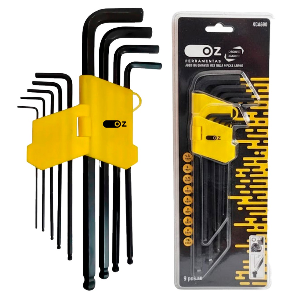 Jogo Chave Allen Hex Bola L Longa 9 peças Alta Resistência Cromo Vanádio KCA600 em Oferta na Shopee