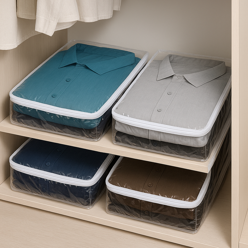 Kit Com 06 Organizador P - Pvc De Enxovais E Roupas C/ Zíper