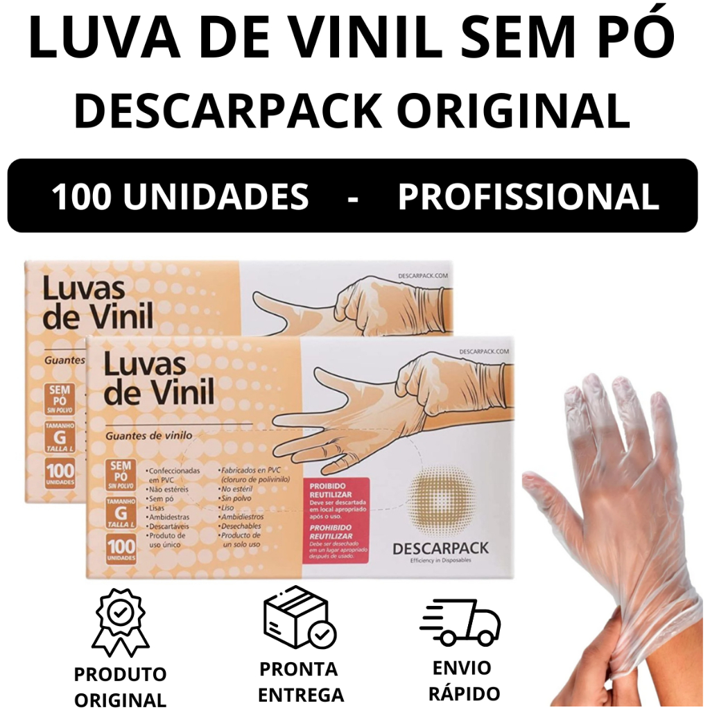 Luva Vinil Sem Pó – Descartável, Transparente e Flexível  Proteção Imediata 100 Unidades em Oferta na Shopee