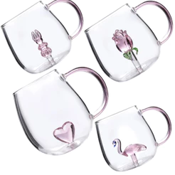 Caneca Vidro 3D Borossilicato 350ml | Presente Criativo para Amigo Secreto e Natal Premium