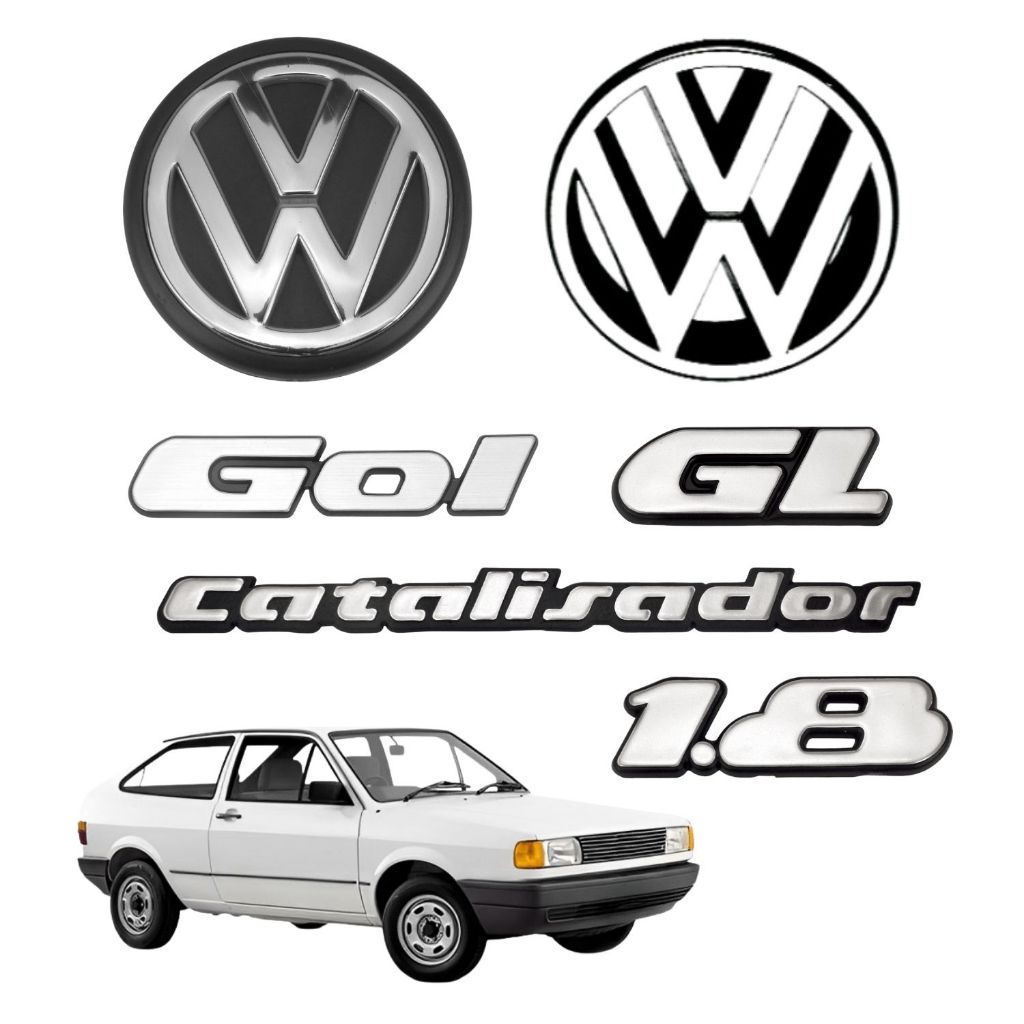 Jogo Kit Emblema Gol GL 1.8 Catalisador 1987 a 1996 6 Peças