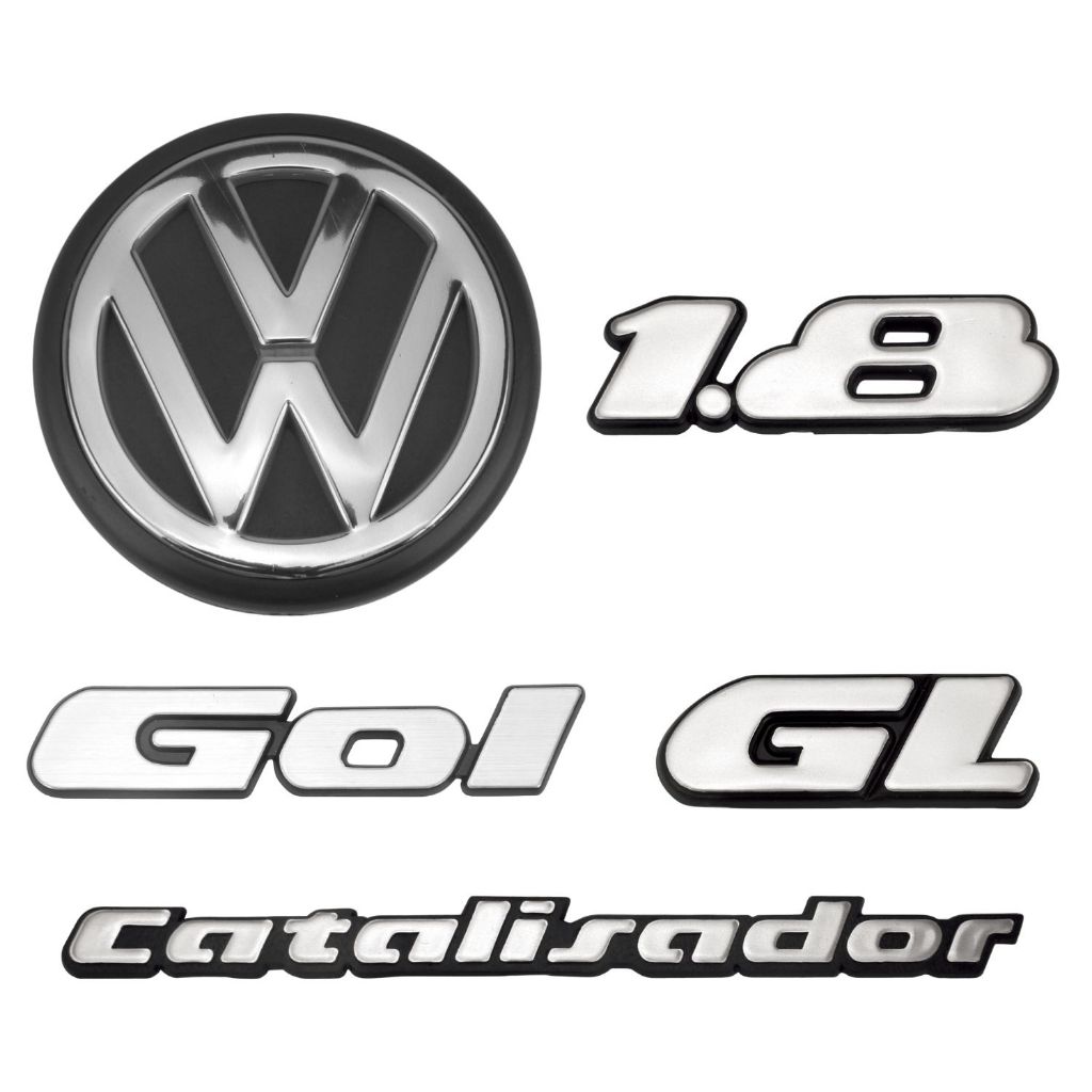 Kit Emblema Gol GL 1.8 Catalisador 1987 a 1996 5 Peças