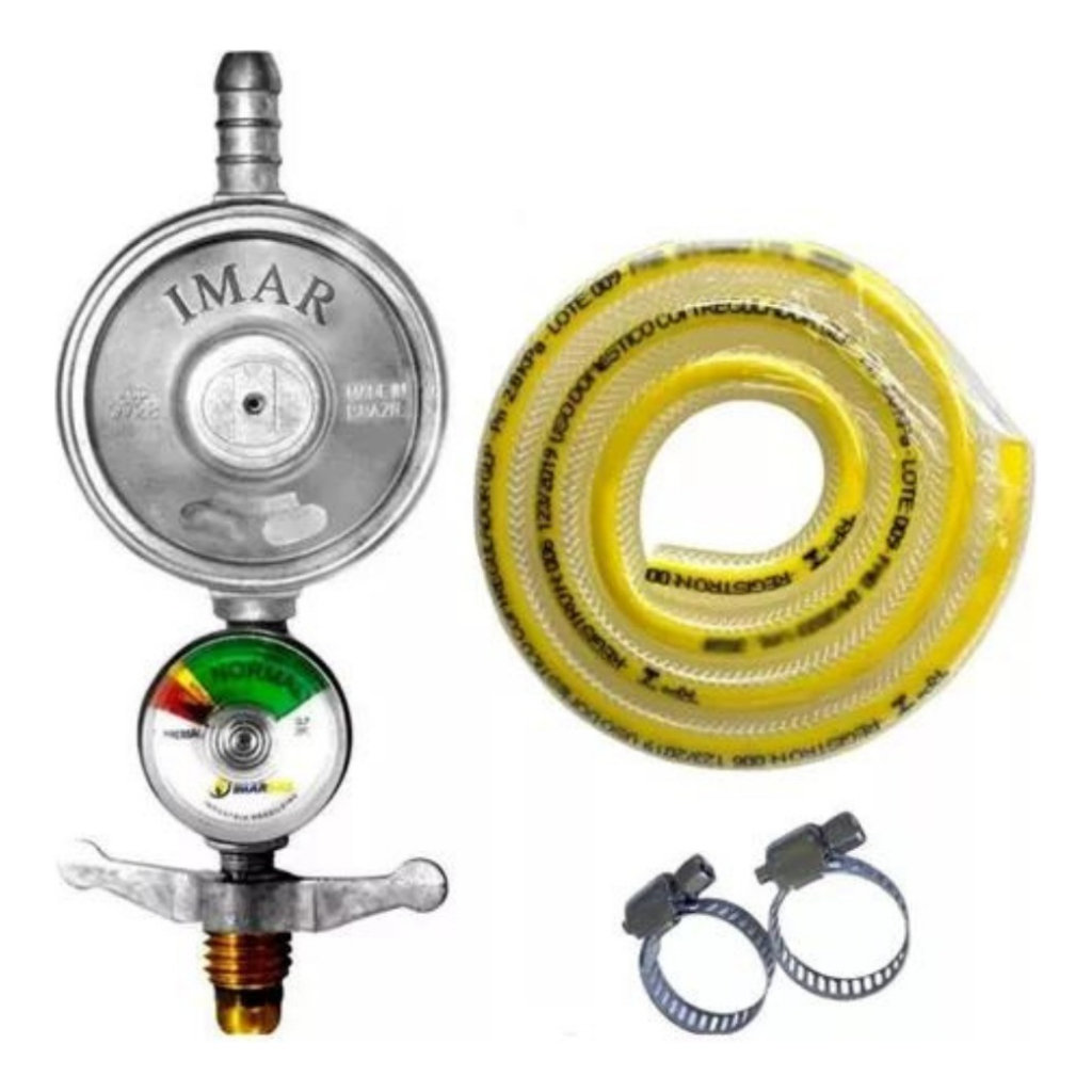 MEDIDOR REGULADOR DE GÁS VISOR MANÔMETRO E MANGUEIRA 80CM E ABRAÇADEIRAS em Oferta na Shopee
