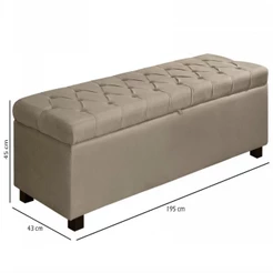 Sapateira Organizadora Recamier Baú Sara 195cm Cama King Captone Pé De Madeira Tampa Pistao a Gas