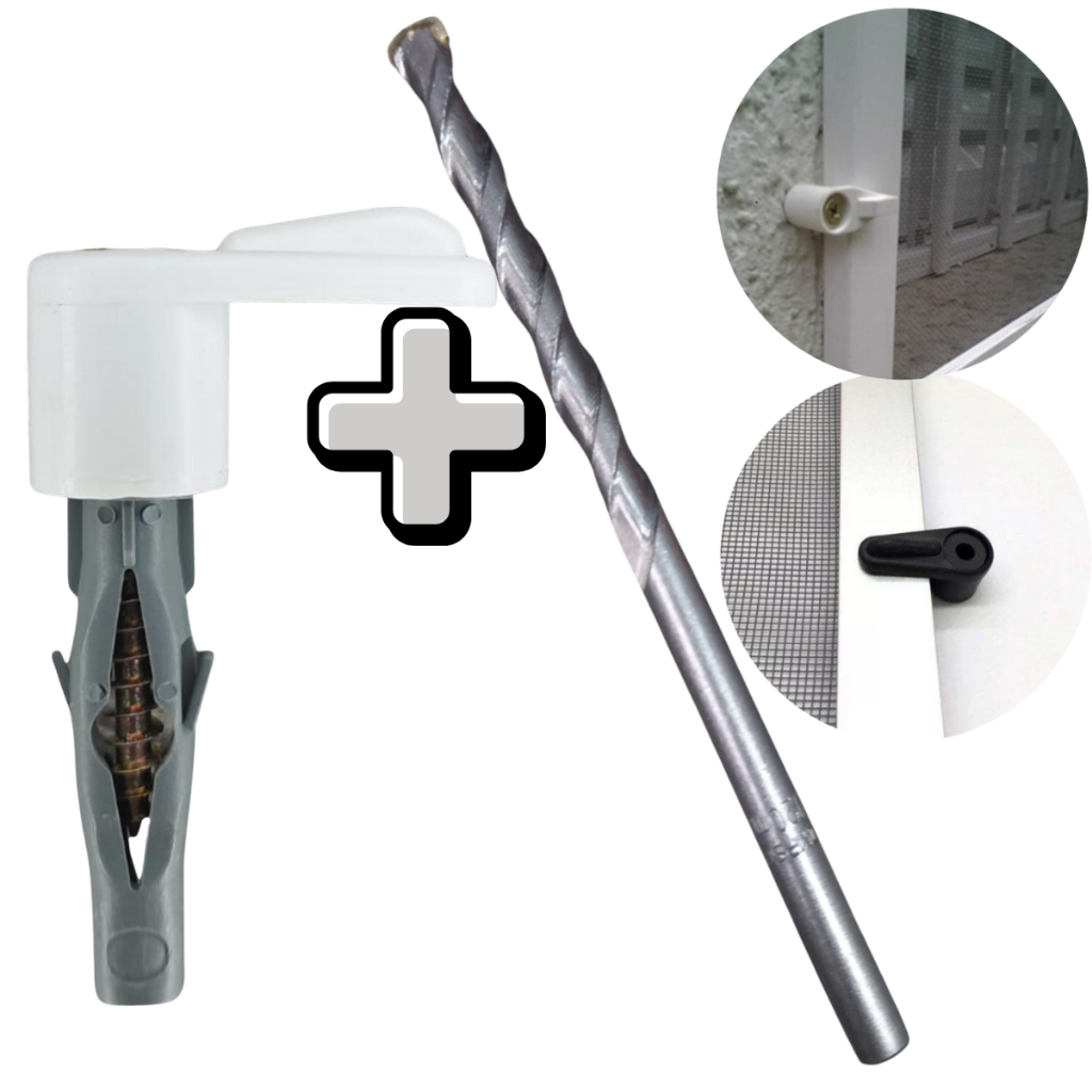 40 Trava tramela tela mosqueteira com parafuso bucha e 1 broca KIT COMPLETO