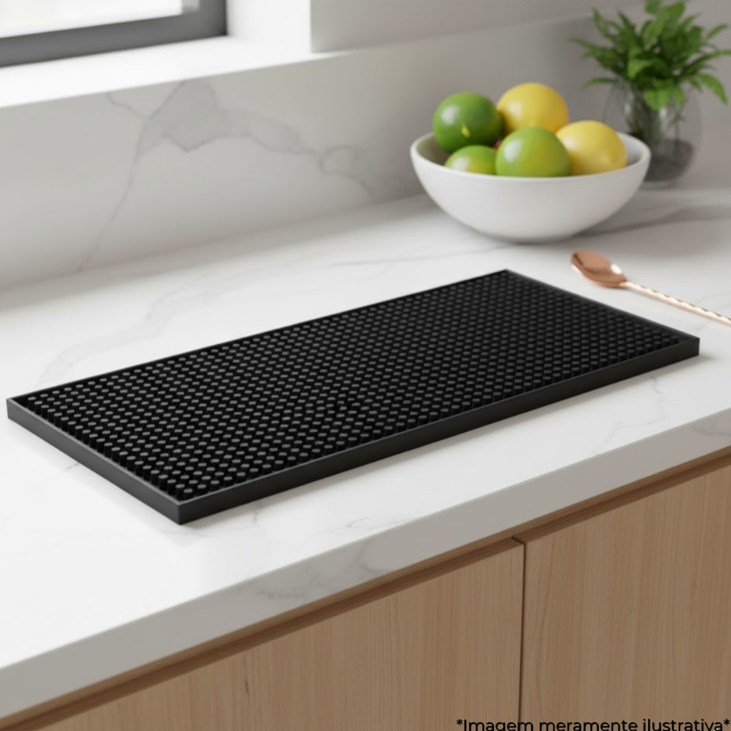Tapete de Silicone Escorredor Uny Home 15x30cm Para Copos Bar Balcão Serviço Bartender Profissional