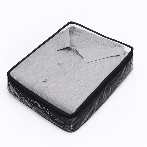 Kit 5 Saco Organizador Closet Roupas Tam P c/Ziper Preto Armário Cômoda