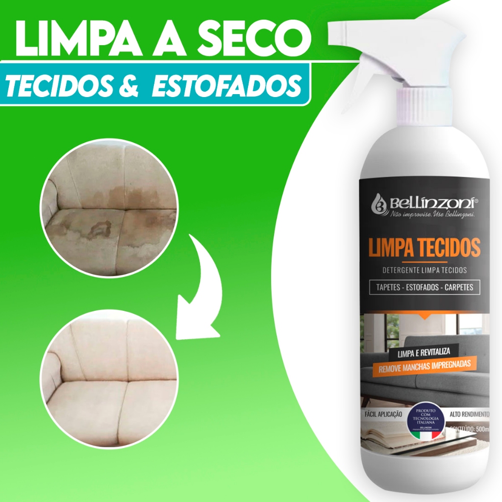 Limpa Tecidos Bellinzoni 500ml Limpeza De Tapetes Poltronas e Estofados